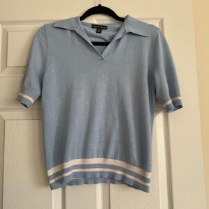 Saks Fifth Avenue Light Blue Polo Shirt Short Sleeves Size Medium
